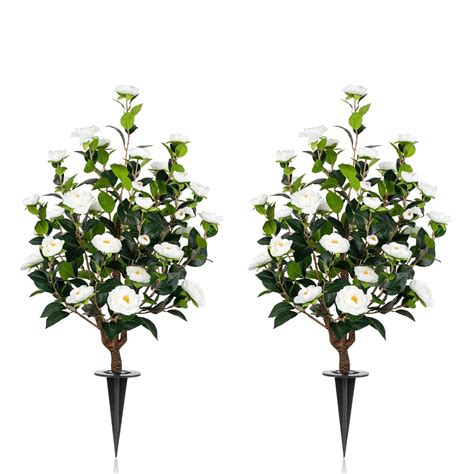 Romantic Season 2Pack 36" White Artificial Camellia Tree UV Resistant ...