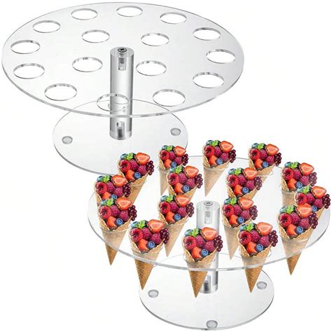 Ice Cream Cone Stand, 16-Hole Acrylic Ice Cream Cone Display Stand ...