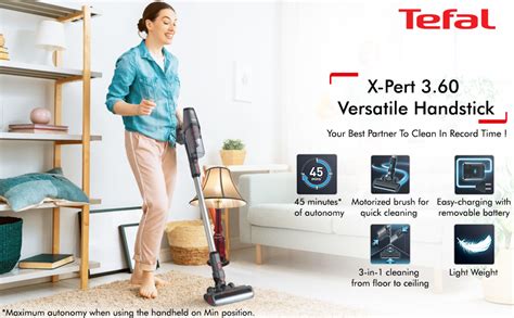 Tefal X- Pert 3.60 Cordless Vacuum Cleaner (Grey & Red), High Energy ...