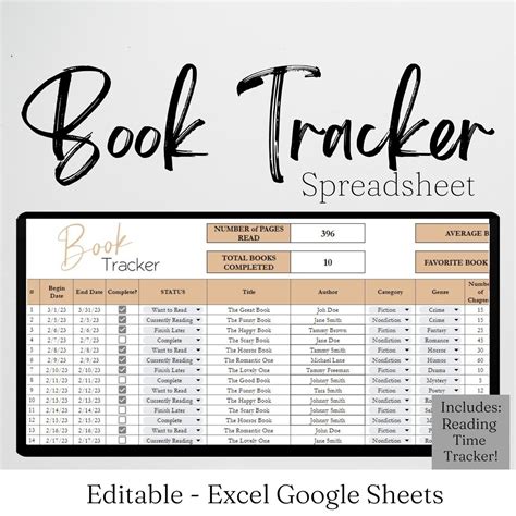 Book Tracker Excel, Book Tracker Log, Book Tracking Checklist, Book Reading Log, Book Tracker ...