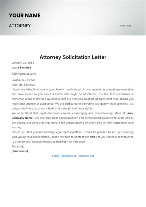 Free Attorney Solicitation Letter Template to Edit Online