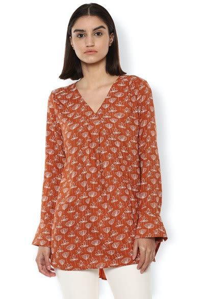 Buy Women Orange Print Long Sleeves Tunic Online - 625439 | Van Heusen