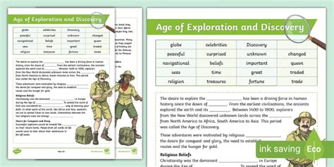 Age of Exploration Cloze Activity | Year 3-4 | Teacher-Made