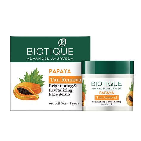 Buy Papaya Tan Removal Brightening & Revitalizing Face Scrub - Biotique