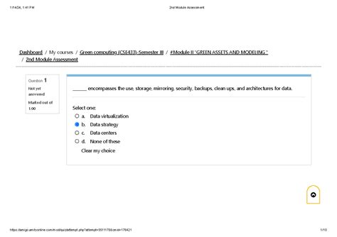 2nd Module Assessment - Green Computing II Quiz Questions - Studocu