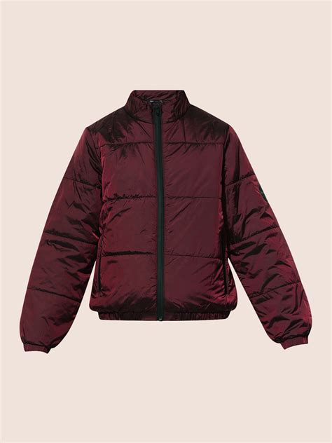ONLY Maroon High Neck Puffer Jacket