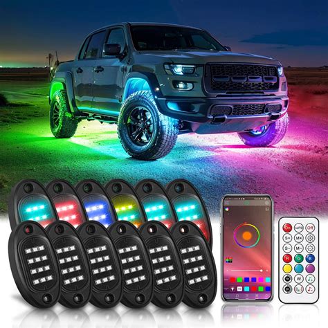 Amazon.com: MNJ MOTOR R1 Pro LED Rock Lights RGB+IC Chasing Multicolor ...