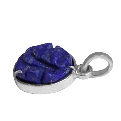 Ganesh Ji's Pendant in Lapis Lazuli Stone with Pure Silver