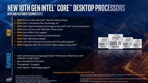 Intel 10th Generation Comet Lake Desktop Processors and 400-Series ...