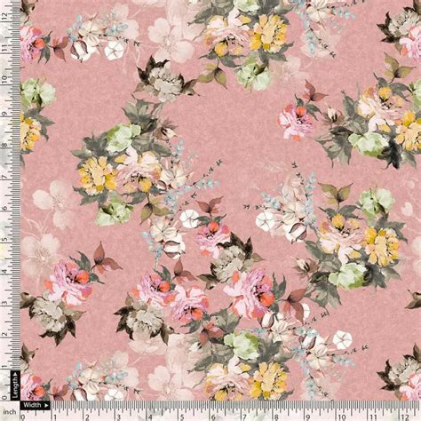 Weightless Polyester Digital Printed Fabric - Floral - Unstitched ...