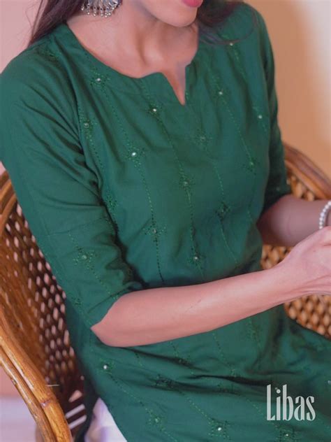 Buy Green Embroidered Rayon Kurta Online at Rs.699 | Libas