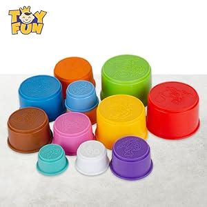 TOY FUN Plastic Build Up Beakers Stacking and Nesting Toy for Kids ...