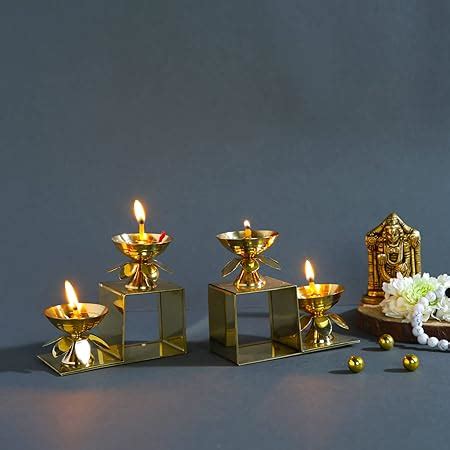 Buy ServDharm 5 Steps Decorative Brass Diya for Puja & Gifting Online ...