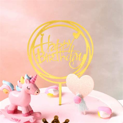 Buy pengxiaomei 8 pcs Happy Birthday Cake Toppers, Birthday Gold ...
