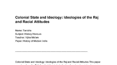 History of Modern India: Colonial State & Ideology Analysis - Studocu