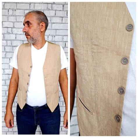 Mens Beige Vest Mens Linen Vest Suit Vest Mens Vest Groomsman Gift Men ...