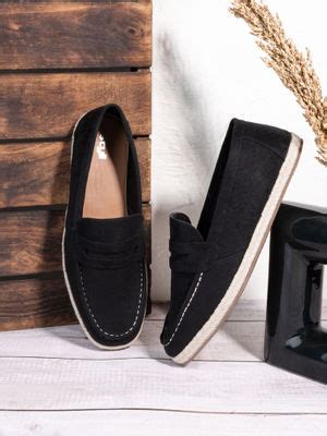 Buy Styli Men's Black Faux Suede Contrast Jute Sole Loafer Espadrille ...