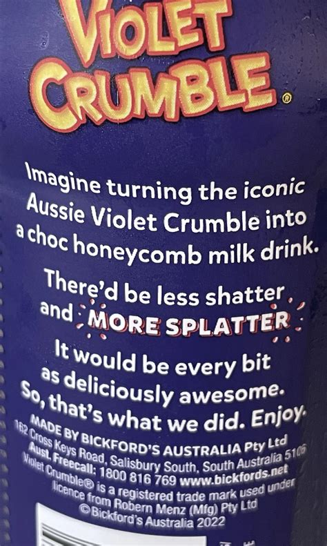 Violet Crumble Chocolate Honeycomb Flavoured Milk — Girt By