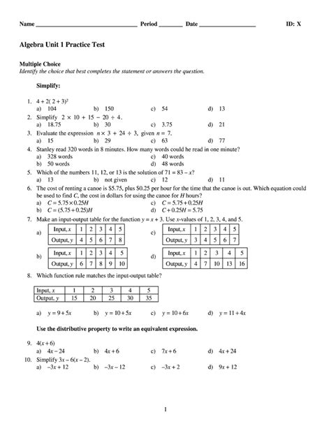 Fillable Online Unit Two Practice Test: Powers and Exponent Laws Fax ...
