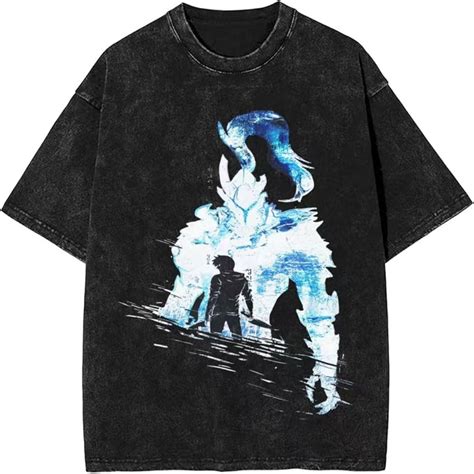 Solo Leveling Shirt Men's Pure Vintage Cotton T-Shirts O Neck Jin Woo ...