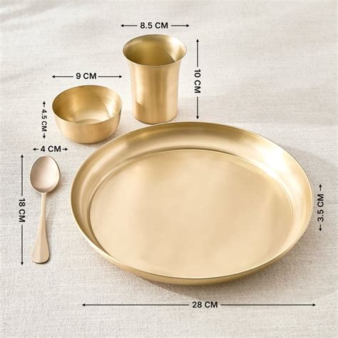 Buy Corsica Muse Set of 4 Brass Thali Set from Home Centre at just INR ...