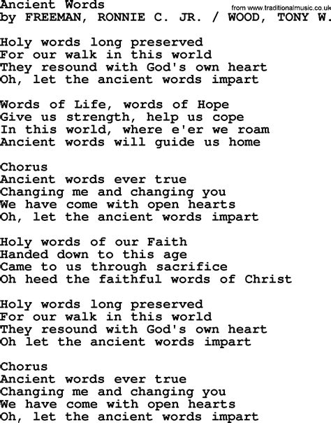 Most Popular Church Hymns and Songs: Ancient Words - Lyrics, PPTX and PDF