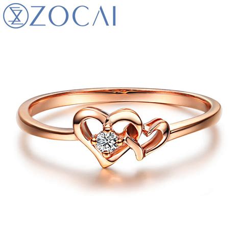 ZOCAI BRAND 100% NATURAL GENUINE HEART SHAPE DIAMOND RING 0.03 CT ...