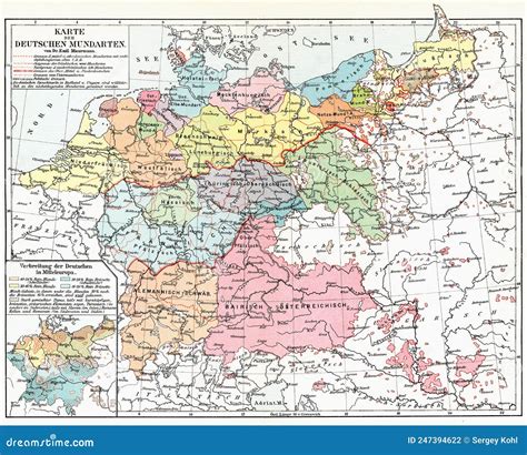 Map Of Germany Showing Regions With Different Dialects Of The German ...