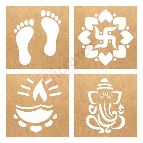 MustHaves Wooden Rangoli Stencils Set Rangoli Making Kit For Diwali ...