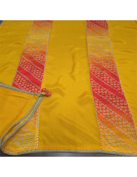 Set 31-17th Oct - Yellow & Orange Dual Coloured Chinnon - Bandhani ...