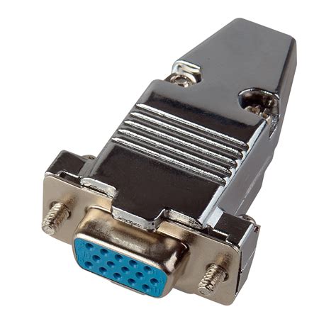 15-Pin HD Female D-Sub Connector with Metal Hood (DJ15HD and 9H)