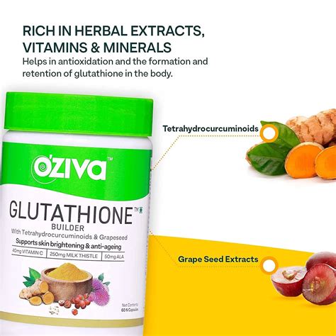 OZiva Plant Based Glutathione Builder, 60 capsules India | Ubuy