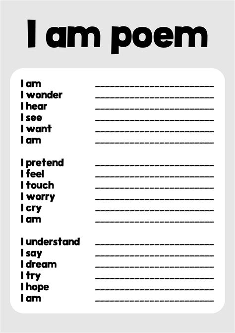 I AM Poem - 10 Free PDF Printables | Printablee