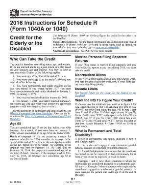 Fillable Online 2016 Instruction 1040 Schedule R. 2016 Instructions for ...