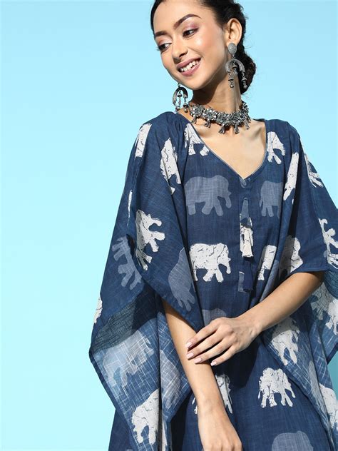Blue Elephant Kaftan Top