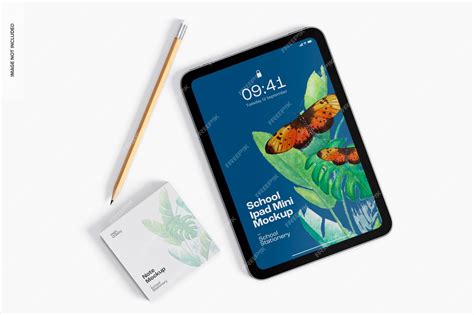 Premium PSD | School ipad mini mockup, top view