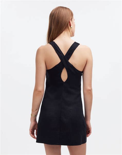 Cross-Back A-Line Mini Dress in Linen | Madewell