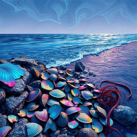 Ephemeral Coastlines in Whimsical, Geometric Harmo... - AI Art