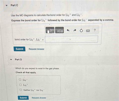 Solved: Use the MO diagrams to calculate the bond order for Li_2^(+ and ...