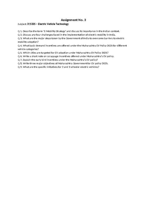 Assignment 3: Electric Vehicle Technology (315335) Insights ...
