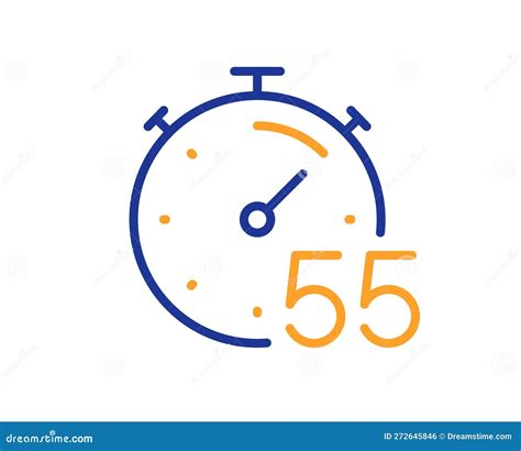 Timer 55 Minutes Line Icon. Stopwatch Time Sign. Vector Stock Vector ...