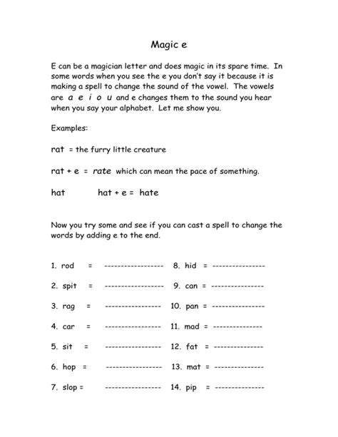 Image result for Example of Magic E