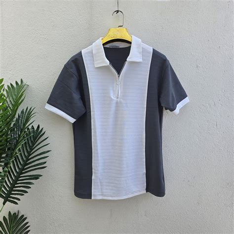 Men's korean Collar premium old money Zipper Half sleeve tshirts@249 ...