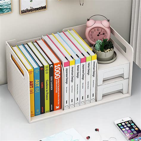 KRISANT Space Saving Wooden Hand Made Book Holder Mini Book Shelf Rack ...