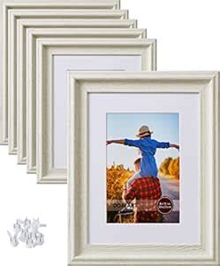 DOAI ART 8x10 Picture Frame Rustic Wide Molding Distressed White Wood ...