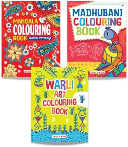 Buy Colouring Books for Kids and Adults (Set of 3 Books) - Madhubani ...