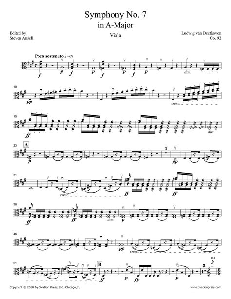 Beethoven Symphony No. 7 Viola Part by Steven Ansell