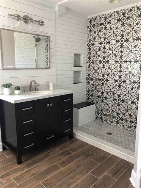 Master Bath Remodel with Black and White Tiles