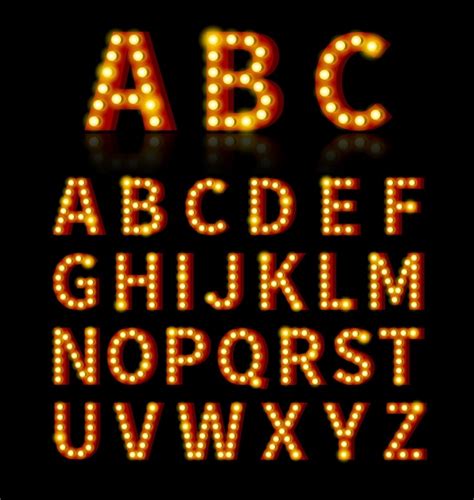 Lightbulb font. text and sign, bulb bright, alphabet design. | Free Vector