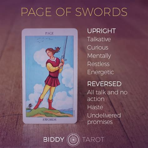 Page of Swords Tarot Card Meanings | Biddy Tarot | Tarot cards for ...